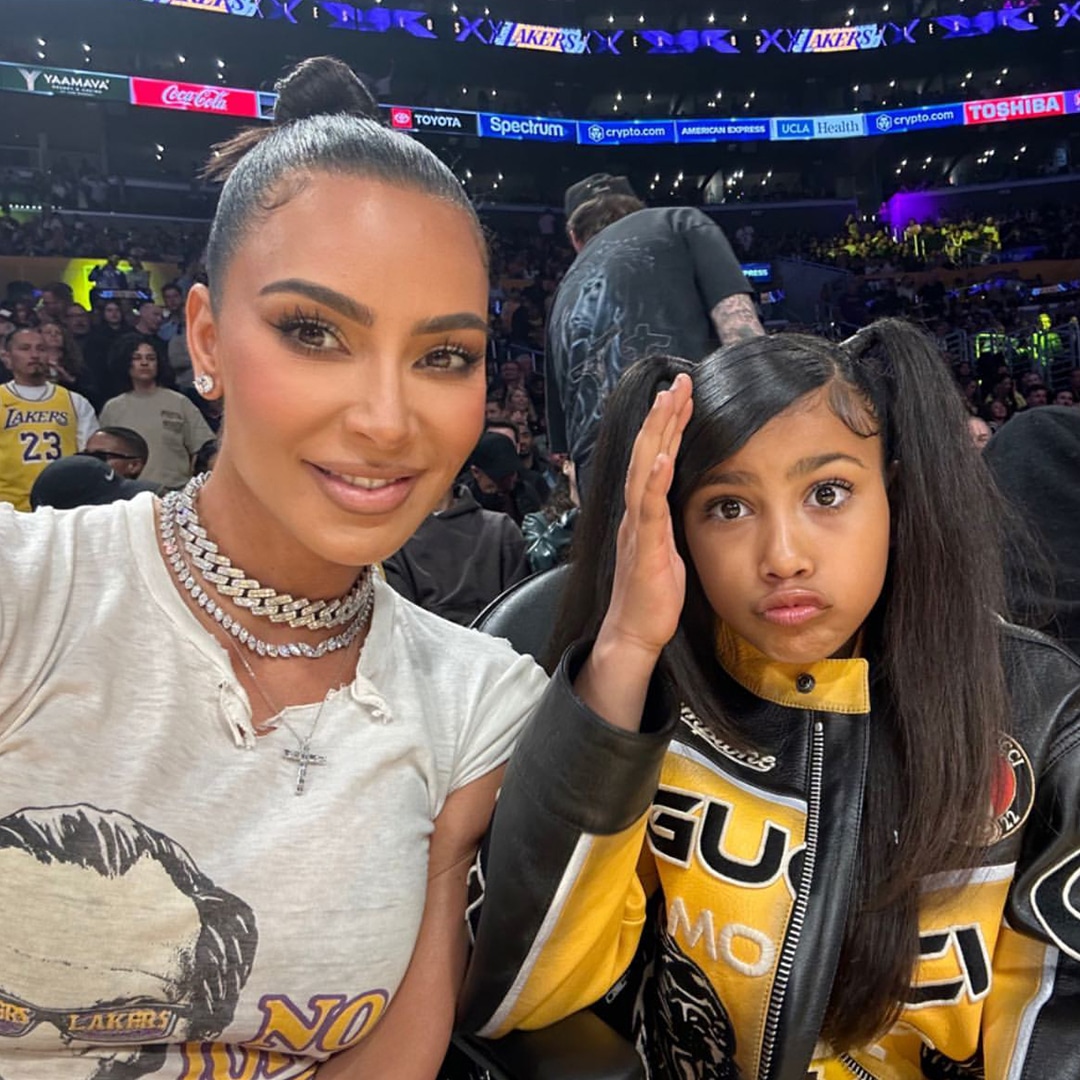 North West and Kim Kardashian Cheer on Tristan Thompson at Lakers Game